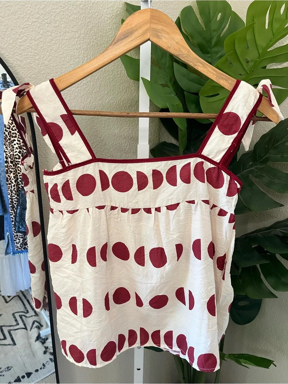 Zara Polka Dot Tie Strap Crop Top Size Medium NWT |Red & White Summer Blouse - Picture 1 of 7